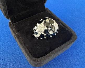 18k Diamond and Black Sapphire ring.