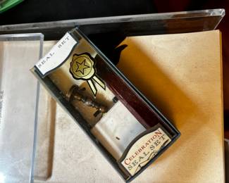 Inkwell with accessories and writing feather pen