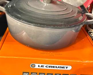Huge Collection of Le Creuset Signature Enameled Cast Iron French Grey Collection 