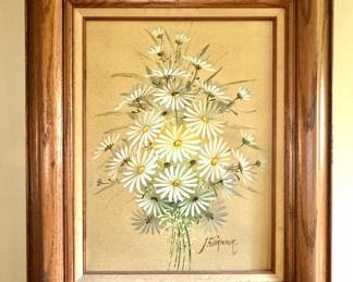 Framed Daisies Painting Signed by J. Wernink