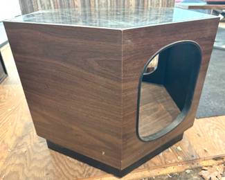 Mid-Century Modern Hexagon Glass Top End Table