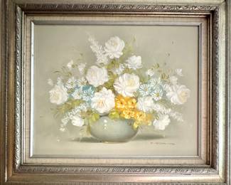 Framed Floral Still-Life Painting Signed by C. Rizza