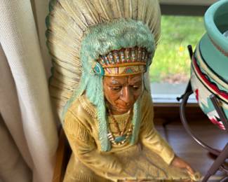 Vintage 1974 Universal Statuary Native American Chief w/ Peace Pipe