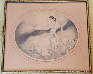 Original 1927 pencil Signed "Lady of the Camelias" by LOUIS ICART