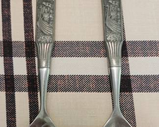 Vintage H.S. Tinn Heilag Olav Og Hans Menn Norway Pewter serving set