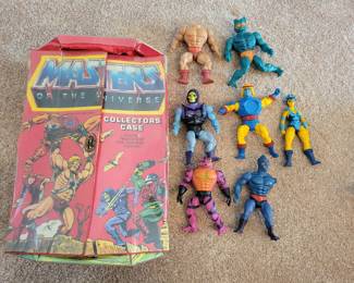 Vintage He-Man Action Figures Lot Of 7 With Original Collectors Case.