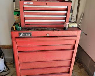 Snap-On tool chest drawers base and craftsman tool chest drawers top.