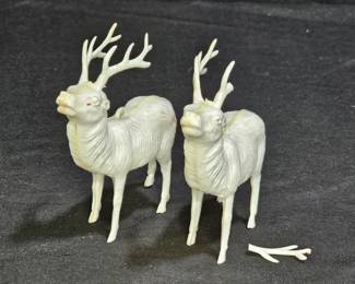 2 Vintage Celluloid Reindeers