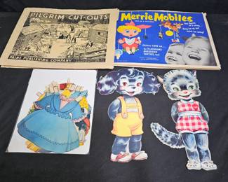 Vtg Pilgrim Cut-Outs, Merrie Mobiles & Paper Dolls