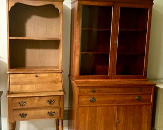 Vintage Drop Down Secretary w/ Display
& 2 Piece China Cabinet with Storage