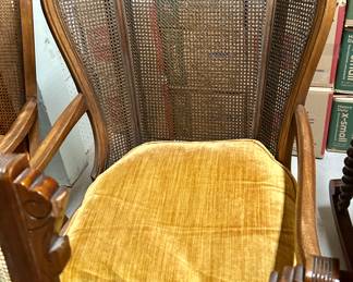 Pair Caned wing back chairs with Velebet Cushions