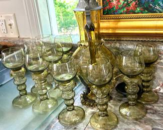 MidCentury Stemware and Decanter