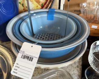 Blue Glass Pyrex Nesting Bowls