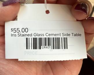 Iris Stained Glass Cement Side Table