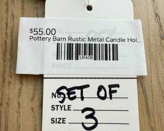 Pottery Barn Rustic Metal Candle Holders