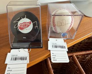 Steve Yzerman Signed Puck, Signed Kirk Gibson Ball