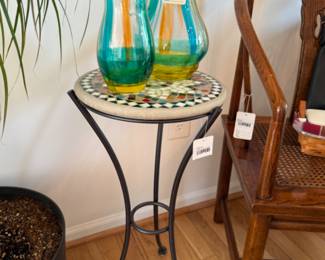 Mosaic Accent Table, Romanian Pitcher & Vase
