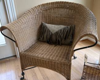 Wicker and Iron Armchair