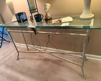 Gold Accent Glass Console Table