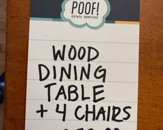 Wood Dining Table & 4 chairs