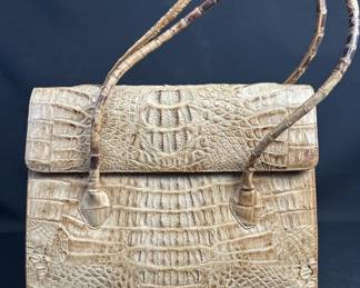 Eileen Kramer Tan Leather Crocodile Large Tote