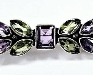 Nicky Butler Sterling Peridot & Amethyst Brooch