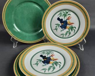 Hermes Toucans Lunch Salad Plates & Green Charger