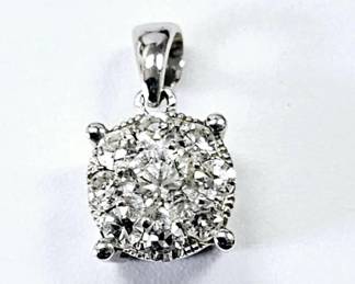14K White Gold Diamond Necklace Pendant 1 CTTW