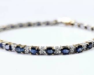 14K Sapphire & Diamond Tennis Bracelet