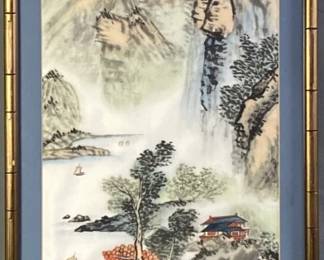 Hand Painted Landscape on Silk