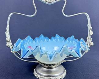 Victorian Art Glass Brides Basket