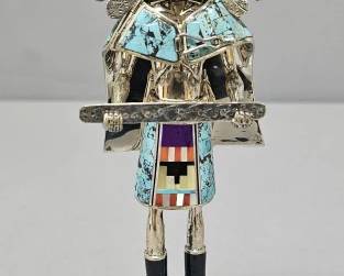 Sterling Silver and Turquoise Crow Mother Figure
