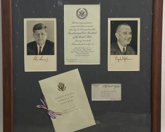 JFK & LBJ Inauguration Invitation Set in Frame