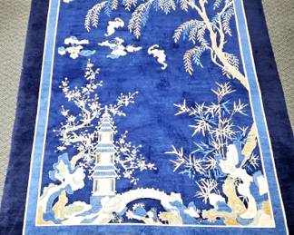 Antique Blue Nichols Chinese Oriental Rug