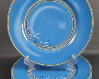 4 Hermes Blue Toucans Charger Plates