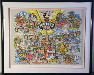 Mickey's World Tour 3D Art Signed Charles Fazzino