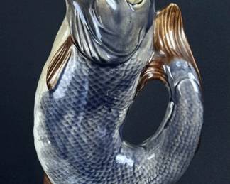 Antique Majolica Gurgling Fish Pitcher