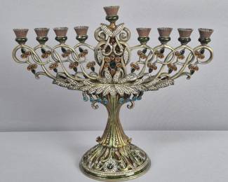 Jay Strongwater Enameled & Jeweled Menorah