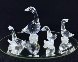 Swarovski Silver Crystal Geese Lot of Four
