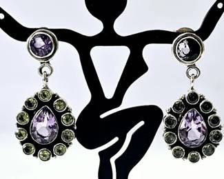 Nicky Butler Sterling Amethyst & Peridot Earrings