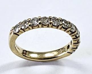 14K Yellow Gold 11 Stone Diamond Ring