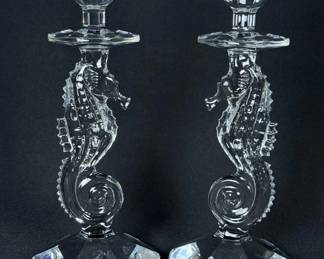 Waterford Crystal Seahorses Candlestick Holders