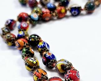 Italian Millefiori Glass Beads Necklace