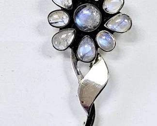 Nicky Butler Sterling Moonstone Flower Brooch