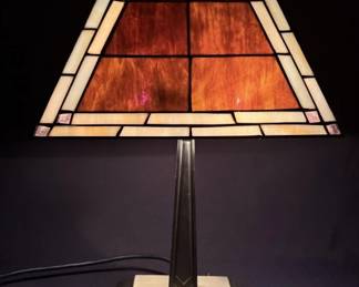 Stained Glass Brass Desk Lamp
