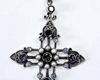 Nicky Butler Moonstone Amethyst Peridot Necklace