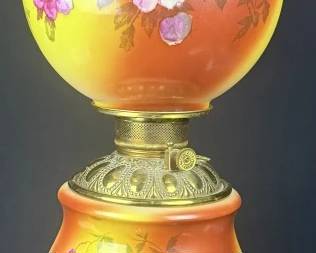 Vintage Brass Glass Hurricane Globe Table Lamp
