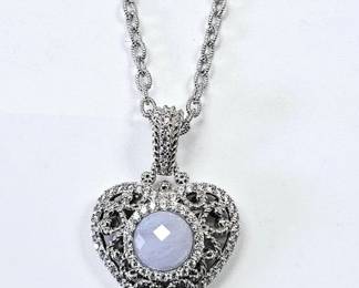 Judith Ripka .925 Blue Chalcedony & CZ Necklace