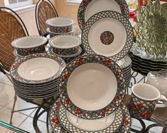 Large set of Dansk Nordic Garden porcelain dinnerware - Dinner plates, salad plates, soup bowls, rimmed cereal/fruit bowls & mugs - service for 10+ (there are more of some styles)