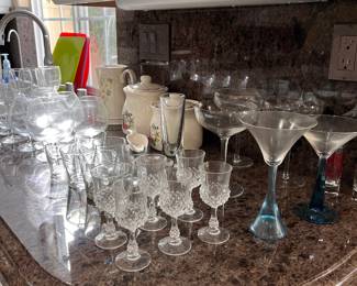 Crystal cordial glasses, snifters, cookie jars & much more